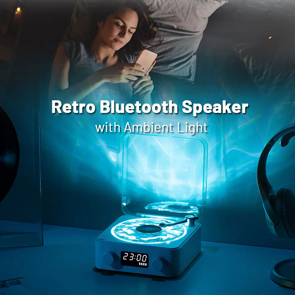 **Mini Haut-Parleur Bluetooth Retro – Bruit Blanc, Subwoofer et Lumière RGB**